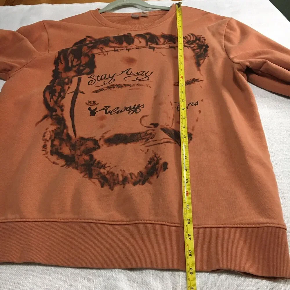 Post Malone Sweatshirt Large Burnt Orange Crewneck Stay Away Face Graphic Street